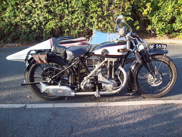 1928 New Hudson 346cc Model 85 Sports Motorcycle Combination