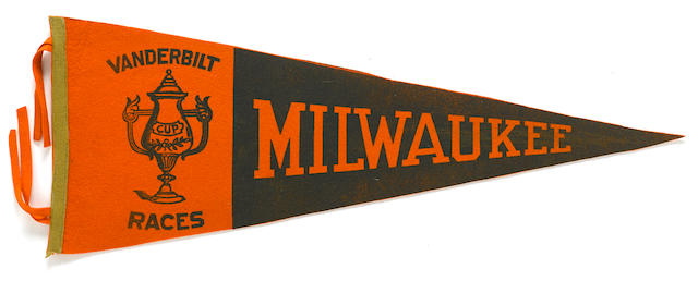 A 1912 Milwaukee Vanderbilt cup pennant