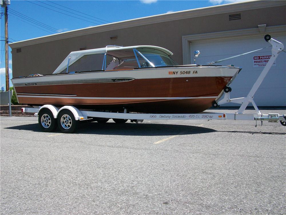 1966 CENTURY CORONADO 21 FOOT BOAT W/ SLIDING HARDTOP